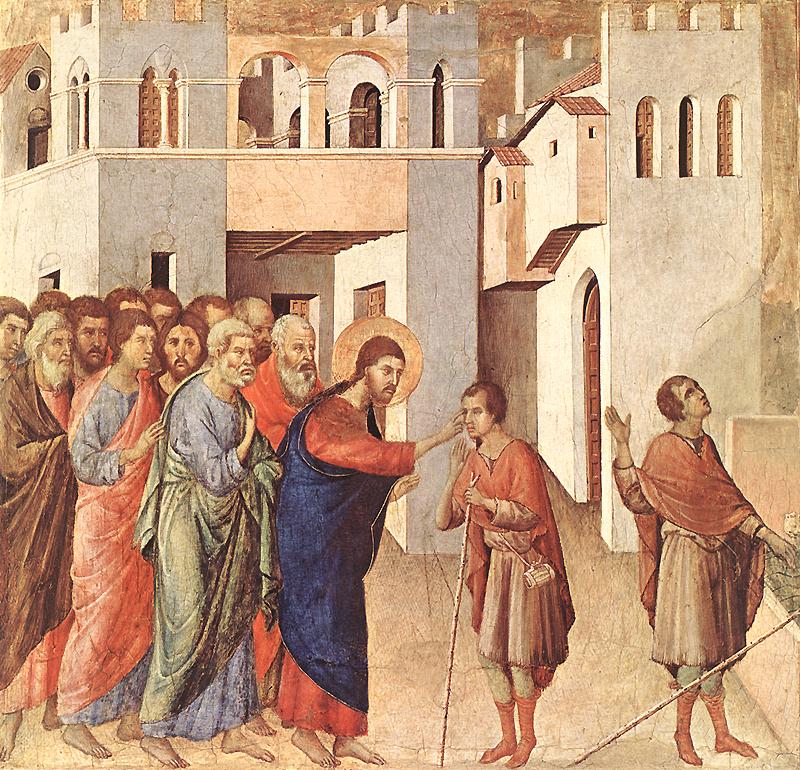 Jesus heals the man born blind by Duccio